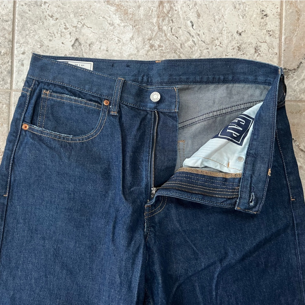 Gap Denim High Rise Barrel Ankle Length Jeans in Dark Indigo Blue, size 28/6R - Picture 6 of 12